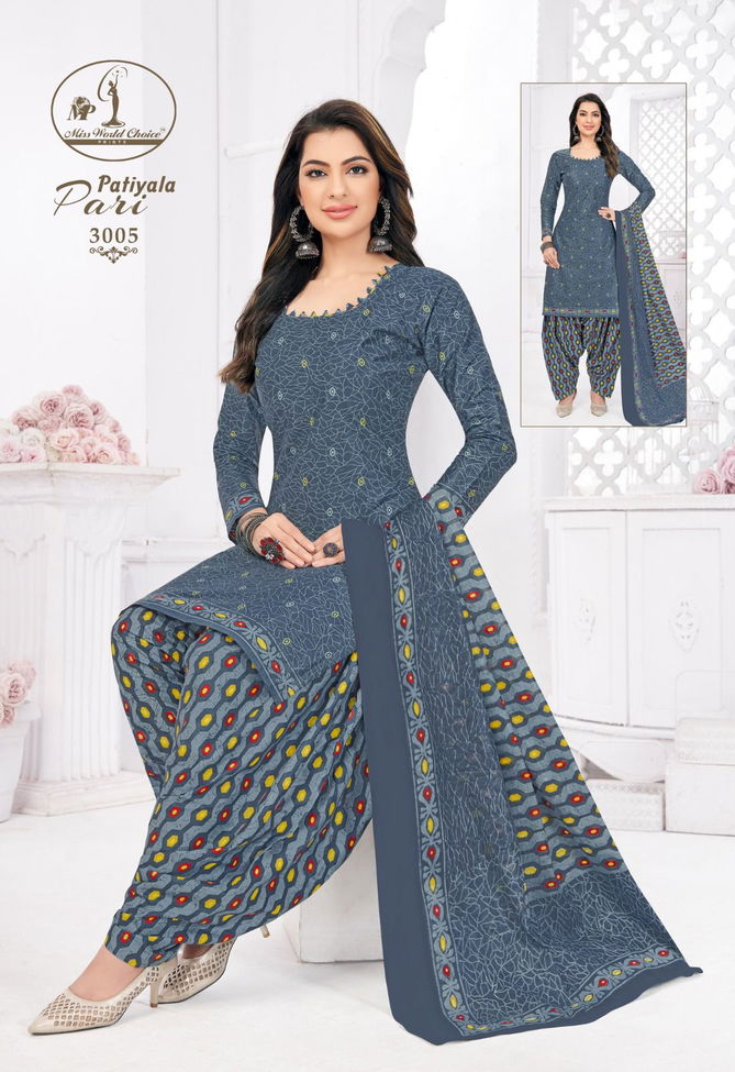 Miss World Choice Patiyala Pari 3 Printed Cotton Dress Material